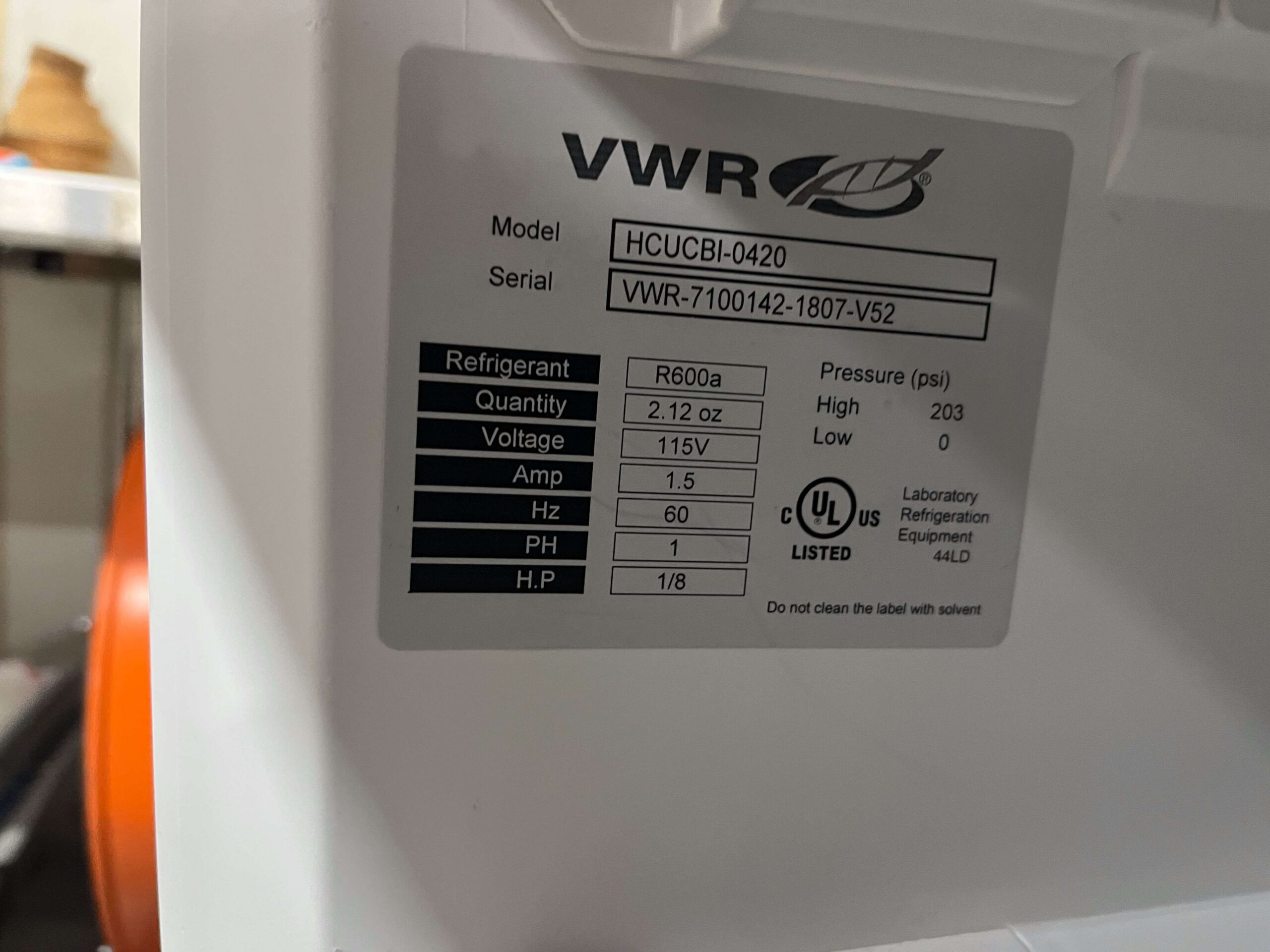 VWR Undercounter -20C Freezer HCUCBI-0420 | BaneBio